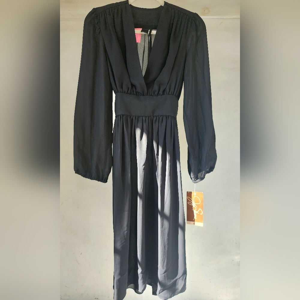 Joy Stevens California [NWT] elegant black vintage 1970s flowing see-through...